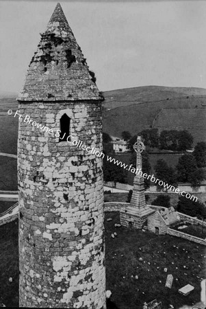 CASHEL  CAP OF ROUND TOWER FROM WALLS